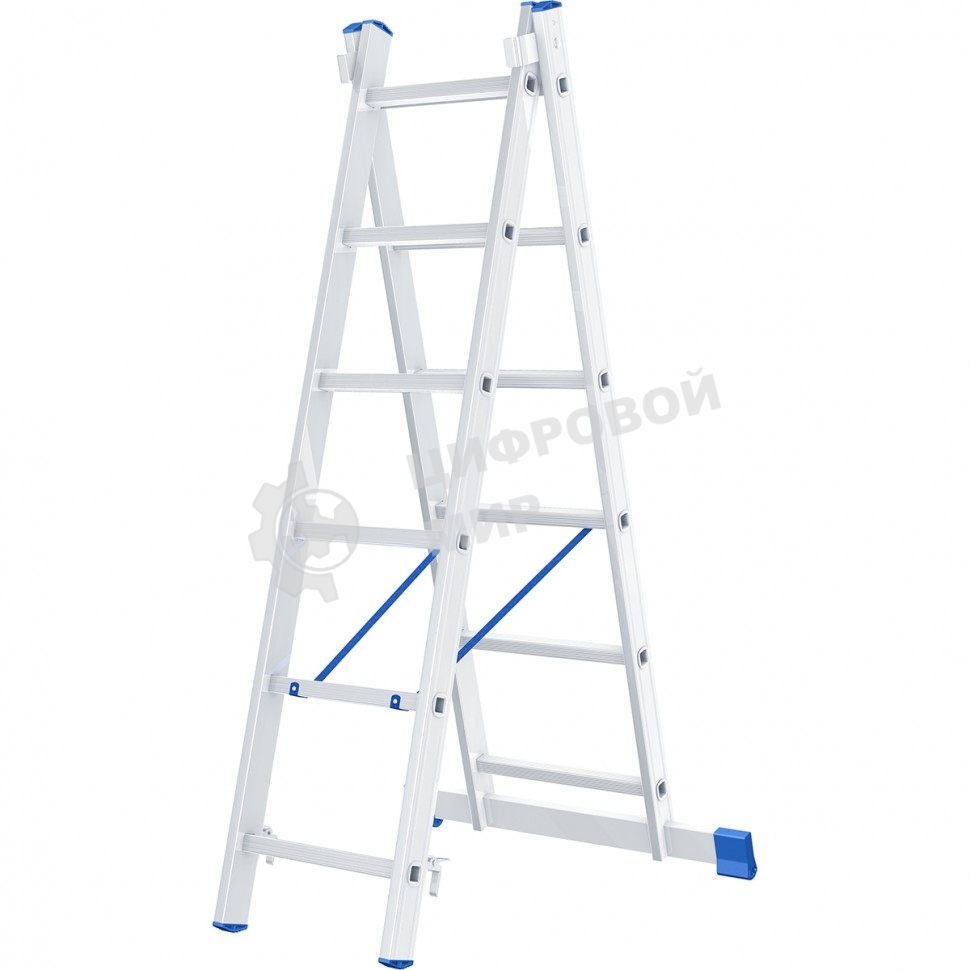 Лестница Сибртех, 2 х 6 ступеней, алюминиевая, двухсекционная