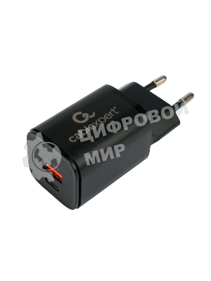 Сетевое зарядное устройство Cablexpert MP3A-PC-43, 30Вт, 3А, быстрая зарядка QC3.0/PD, 2 порта: USB и Type-C, черный, пакет