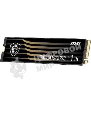 Накопитель SSD MSI SPATIUM M480 PRO, 1000Gb, M.2 2280, PCIe 4.0 x4, NVMe, R/W 7400/6000