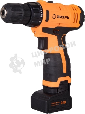 Дрель-шуруповерт Вихрь ДА-24Л-2к, 24 В, 2 Ач, 40 Нм, щеточный