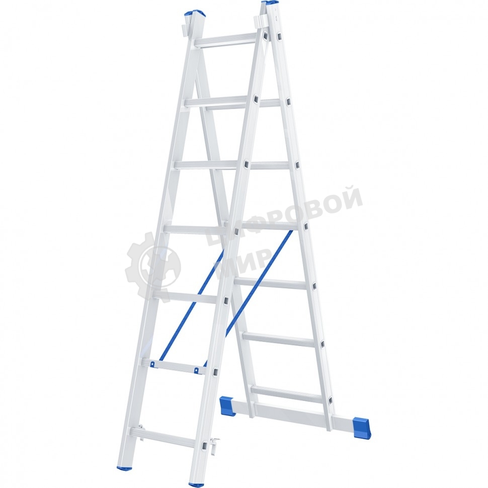 Лестница Сибртех, 2 х 7 ступеней, алюминиевая, двухсекционная