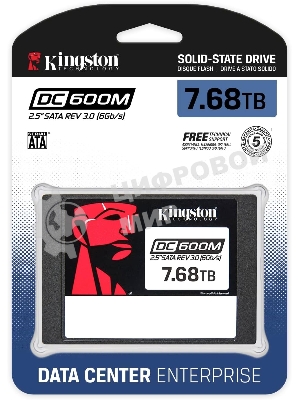 Накопитель SSD Kingston DC600M, 7680 Gb, SATA III, R/W 560/530 МБ/с