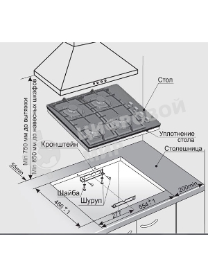 Газовая варочная панель Gefest СГ СВН 2230 К3