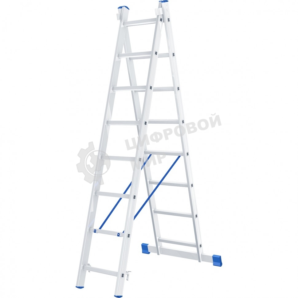 Лестница Сибртех, 2 х 8 ступеней, алюминиевая, двухсекционная