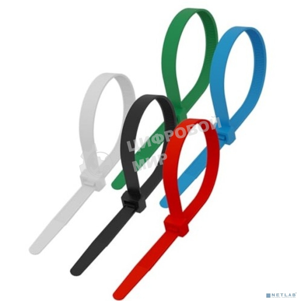 Стяжка кабельная Rexant (07-0108-25) нейлоновая 100x2,5мм, набор 5 цветов (25 шт/уп)