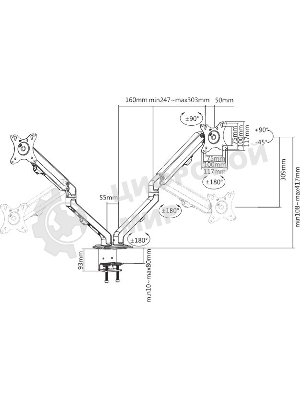 Кронштейн для мониторов Ultramounts UM729 черный 17