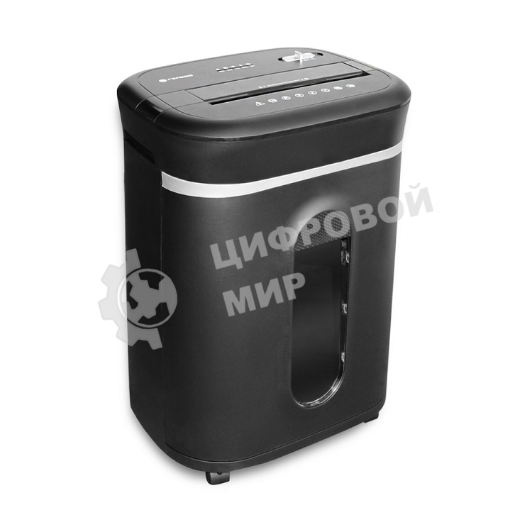 Шредер ГЕЛЕОС УМ28-4, DIN P-4 (4 ур-нь секр.), фрагмент 3,9х30мм, 19-21 лист (70г/м2), CD/пл.карты/скрепки/скобы, 28 литров