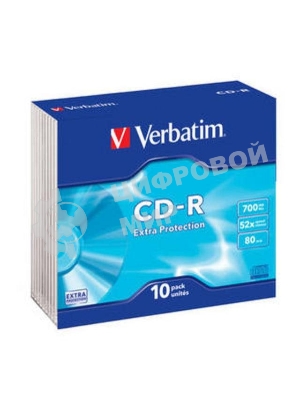Диск CD-R Verbatim 700Mb 52x Slim case (10шт) (43415)