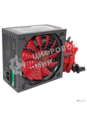 Блок питания Ginzzu PC600 Red, 600Вт, 80 PLUS, 140мм, черный/красный