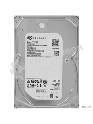 Жесткий диск Seagate HDD SAS 6Tb Exos 7E10 7200 12Gb/s 256Mb 1 year warranty (replacement ST6000NM020B, ST6000NM029A, MG08SDA600E)