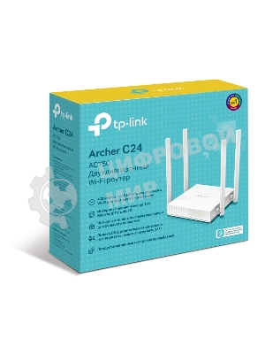 Роутер беспроводной TP-Link Archer C24 AC750 10/100BASE-TX белый