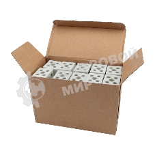 Клемма керамическая винтовая Rexant 16 мм² 2 пары контактов с крепежным отверстием (50 шт./уп.)