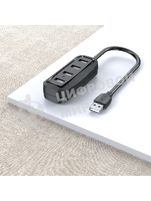 USB-концентратор Vention USB 2.0 на 4 порта черный VAS-J43-B015