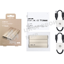 Внешний SSD Samsung T7 Shield, 2TB, USB 3.2 Gen 2 Type-C, R/W 1050/1000, бежевый