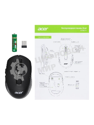 Мышь беспроводная Acer OMR070 черный, 1600 dpi, радиоканал, Bluetooth, USB, кнопки - 6