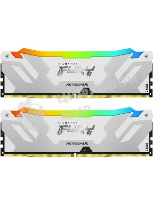 Оперативная память Kingston Fury Renegade, DDR5, 32Gb (2x16Gb), 6400MHz, CL32, DIMM, радиатор, RGB, белый