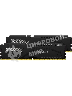 Оперативная память Kingston Fury Beast, DDR5, 16GB (2x8GB), 5600MHz, CL36, DIMM, с радиаторами, черный
