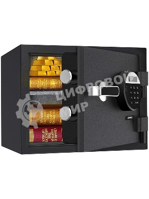 Сейф огнестойкий Deli ET580 300x 380x 300 мм, электронный/ключевой, черный