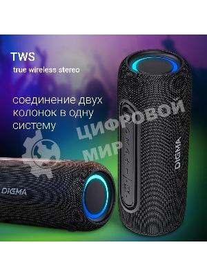 Колонка портативная Digma D-PS1524 черный 20W 2.0 BT 10м 2000mAh