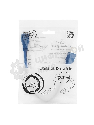 Кабель Gembird/Cablexpert USB 3.0 Pro, AM/microBM 9P, 30 см, экран, синий, пакет