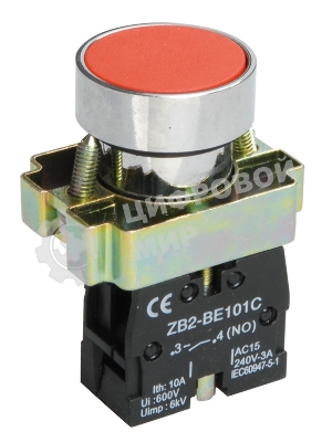 Кнопка LAY5-BA41 без подсветки красн. 1з IEK BBT60-BA-K04