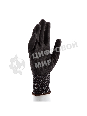 Перчатки трикотажные Сибртехс черным полиуретановым покрытием, размер L, 15 класс вязки