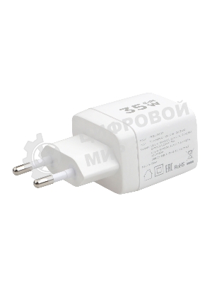 Сетевое зарядное устройство с дисплеем Cablexpert MP3A-PC-52, 35Вт GaN, QC3.0/PD3.0, 1хUSB, 1хType-C, белый, коробка