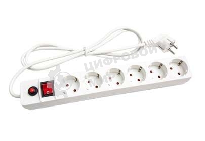 Удлинитель с сетевым фильтром 6х7 м с заземл. 10А IP20 защ. шторки ПВС 3х0.75 белый, UNIVersal 967U-3007