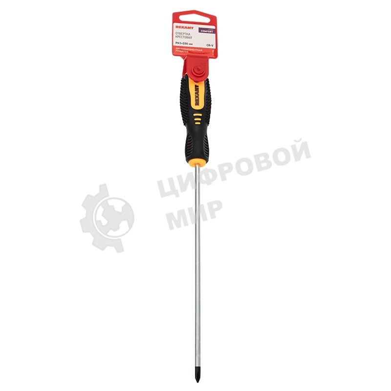 Отвертка крестовая Rexant PH 1х200 мм, двухкомпонентная рукоятка