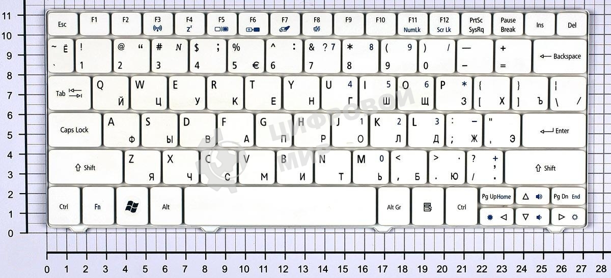 Клавиатура для ноутбука Acer Aspire One 751 1410 1810T Ferrari one белый