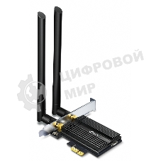 Адаптер Tp-Link ARCHER TX50E 11AX 3000Mbps dual-band PCI-E adapter, 2402Mbps at 5G and 574Mbps at 2.4G, support Bluetooth 5.0, WPA2 encryption, two external Antennas.