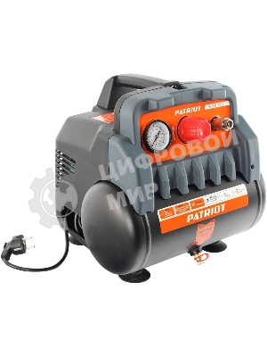 Компрессор поршневой Patriot WO 6-180 безмасляный 180л/мин 6л 1100Вт черный/оранжевый
