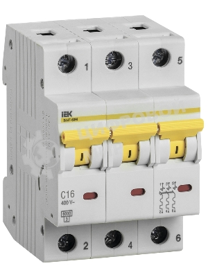 Выключатель автоматический трехполюсный ВА47-60M 3Р 16А 6кА С MVA31-3-016-C IEK