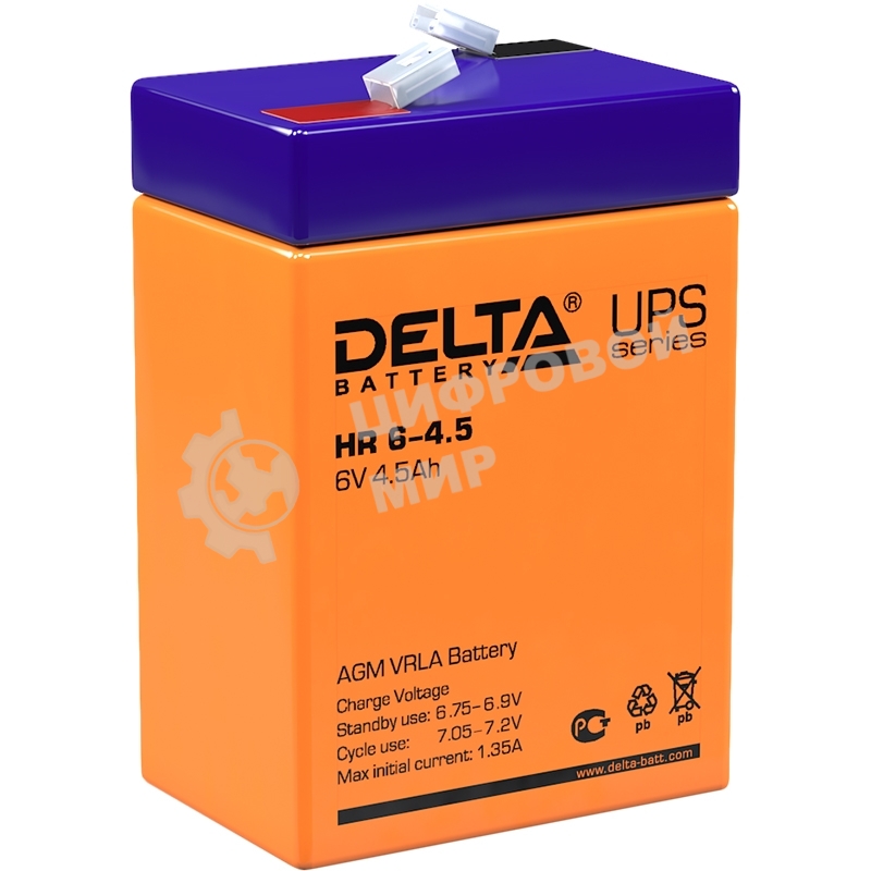 Батарея для ИБП Delta HR 6-4.5 (6V, 4.5Ah)