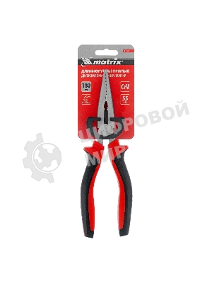 Длинногубцы прямые, 180 мм, хром-ванадий, двухкомпонентные рукоятки Matrix