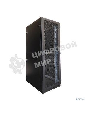 Шкаф телекоммуникационный напольный 42U (600 1000) дверь перфорированная, задние двойные перф., черный
