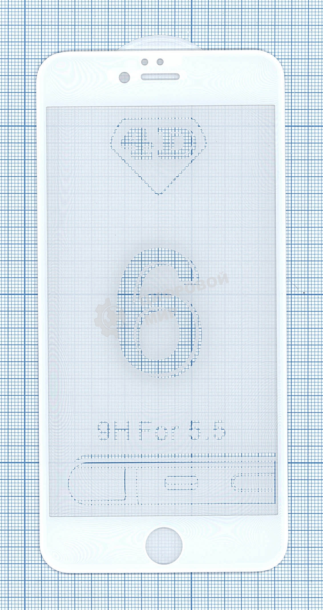 Защитное стекло 6D для Apple iPhone 6/6S Plus белый