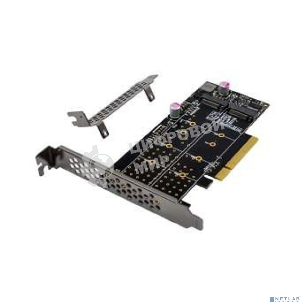 Переходник ORIENT C303E2 PCI-Ex8->2 x M.2 M-key NVMe SSD, тип 2230/2242/2260/2280/22110, 2 планки крепления в комплекте (31325)