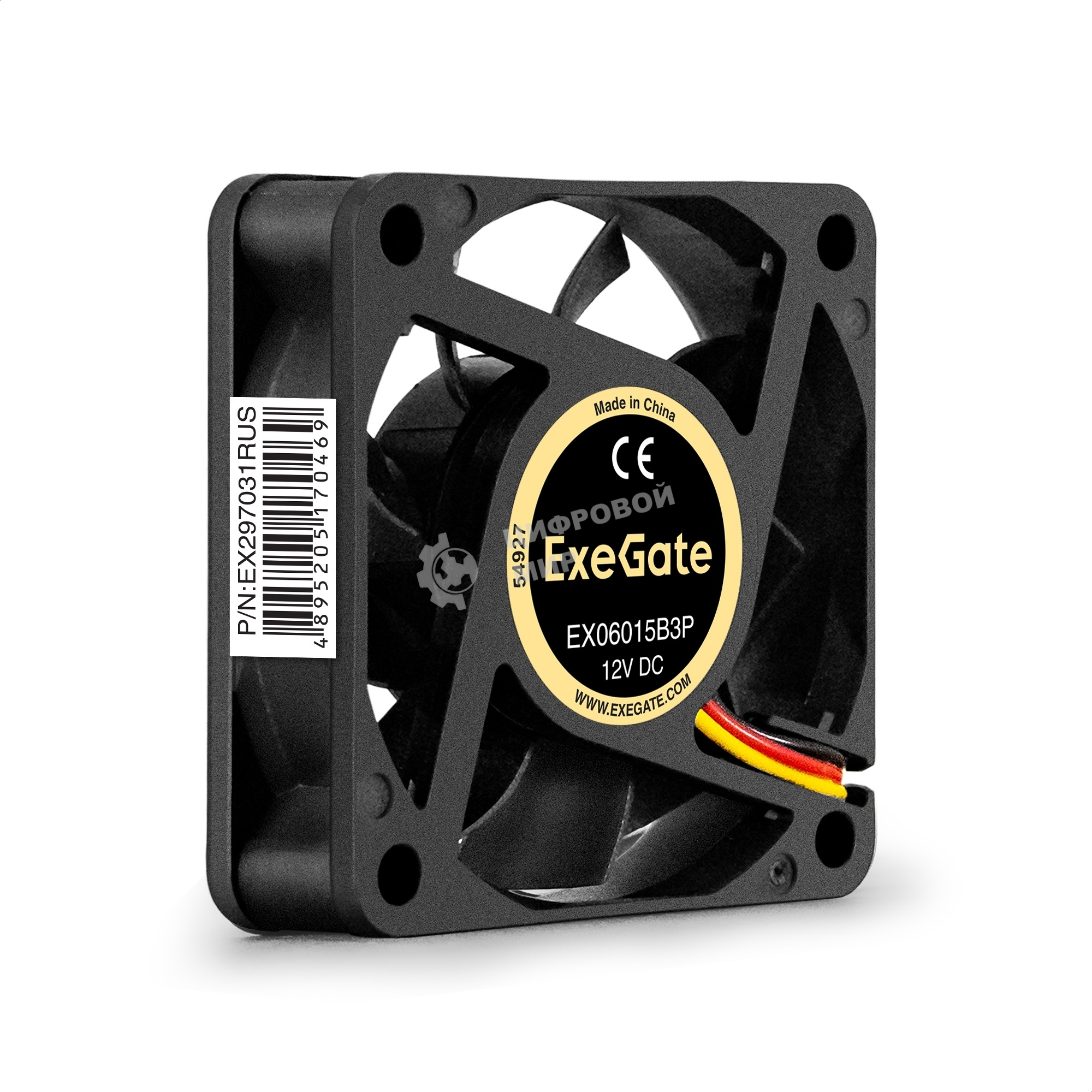 Вентилятор для корпуса ExeGate EX06015B3P черный, 60 мм, 3500 об/мин, 24 дБ, 3 pin