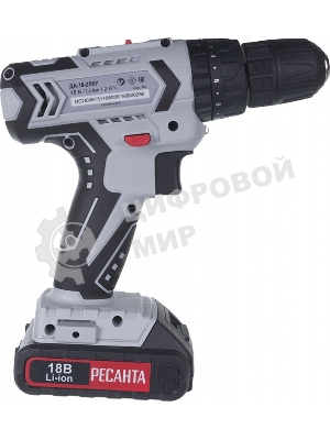 Дрель-шуруповерт Ресанта ДА-18-2ЛК-У, 18 В, 2 Ач, 50 Нм, щеточный