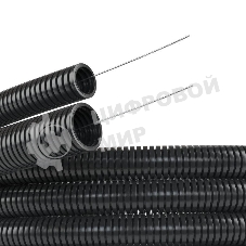 Труба гофрированная ПА d12 мм с протяж. черный (уп. 50 м) ДКС PA611216F2