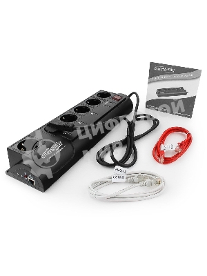 Сетевой фильтр Energenie Сетевой фильтр EG-PMS2-LAN программируемый, черный (10А, LAN, 6 розеток)