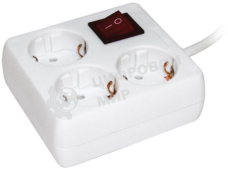 Удлинитель 3х3 м с заземл. 16А IP20 У-С03К с выкл. 2P+PE IEK WYP30-16-03-03-ZK-N