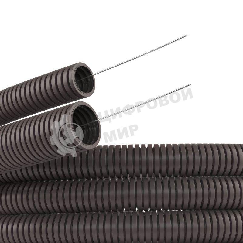 Труба гофрированная ПА d17 мм с протяж. сер. (уп. 50 м) ДКС PA611721F0
