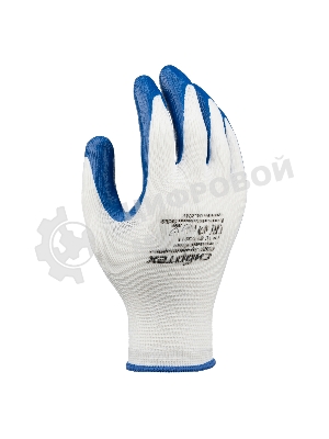 Перчатки полиэфирные с синим нитрильным покрытием, размер 9, 13 класс вязки Сибртех