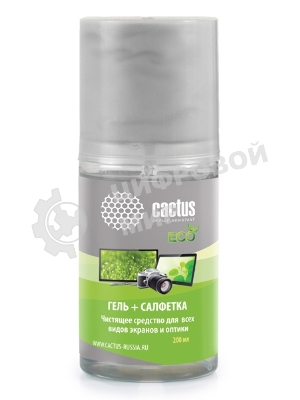 Чистящий набор (салфетки + гель) Cactus CS-S3004E для экранов и оптики 1 шт 18x18 см 200 мл
