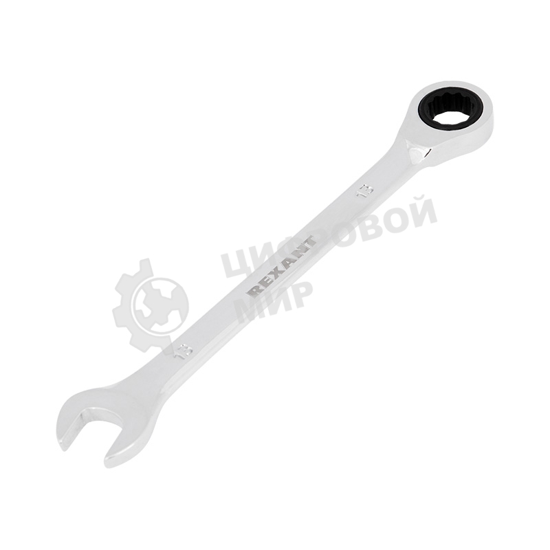 Ключ комбинированный трещоточный Rexant 13 мм, CrV, зеркальный хром