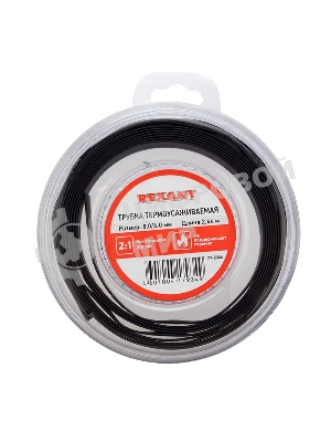 Трубка термоусаживаемая Rexant 8.0/4.0мм черный ролик 2.44м