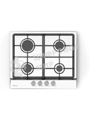 Газовая варочная панель Evelux HEG 633 X Hi-Tech, 60 см, 4 конфорки, чугунные решетки, газ-контроль, электроподжиг, механическое управление, нержавеющая сталь