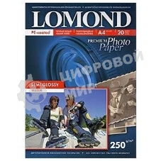 Фотобумага ПРЕМИУМ для стр.печати Lomond 250 г/м2 односторонняя Semi-Glossy Warm 10х15 см (20 л)